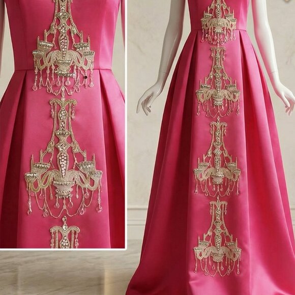 👑🏰Work of art Designer Couture Evening Wedding Cocktail Runway Prom Gown Dress - Picture 2 of 5